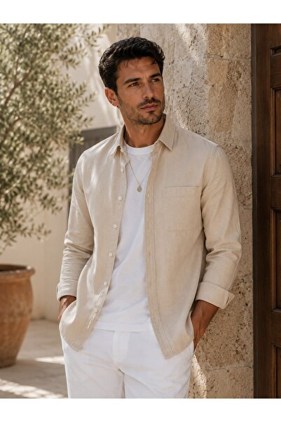 YNGMENCLASS Single Pocket Detail, 100% Cotton Linen, Breathable, Light Textur...