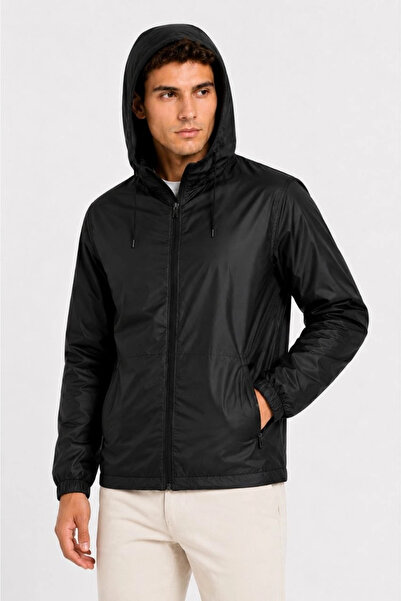 Asmedo Men's Hooded Inner Lined Water and Wind Repellent Thin Windbreaker wit...