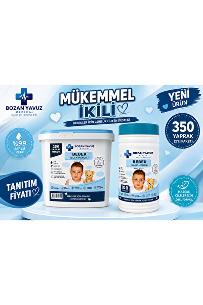 Bozan Yavuz Medical Sağlık Ürünleri Ekonomik 2li Bebek Islak Mendil 100+250 Y...