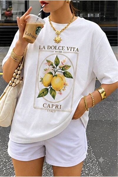 LELVANİ La Dolce Vita Capri Italy Lemon Printed T-Shirt