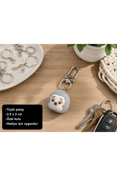 HER ŞEY NOTA www.herseynota.com Cute Plush Sloth Animal Charm Keychain – Soft...