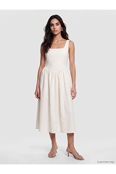 LC Waikiki Trendlucky Square Neck Waist-Sitting Jean Dress with a Difference