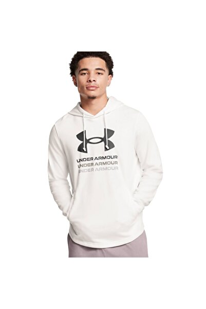 Under Armour RIVAL Φούτερ Τερί με Γραφικό Σχέδιο 1386047-112 Λευκό L
