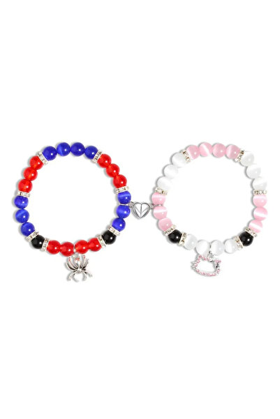 Choice4 ASL70123A 2 PCS Spider Cat Charm Beaded Bracelet For Best Friend Mult...