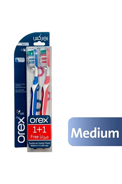 Orex Toothbrush Twisted Trilobal Medium 1+1 Blue+Red
