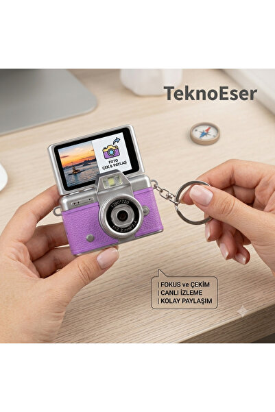TeknoEser Mini Kapaklı LCD Ekranlı Dijital Kamera 1280x720 HD Fotoraf Makines...