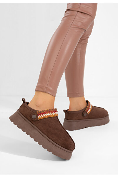 B T Shoes Saboti dama cu platforma Frovia maro