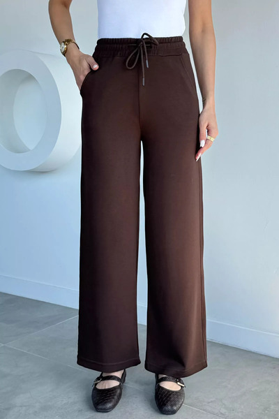 Aryena Brown Women's Modal Fabric Palazzo Trousers