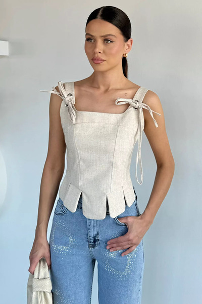 Aryena بلوزة نسائية من تاش جولسلي بتصميم حزام