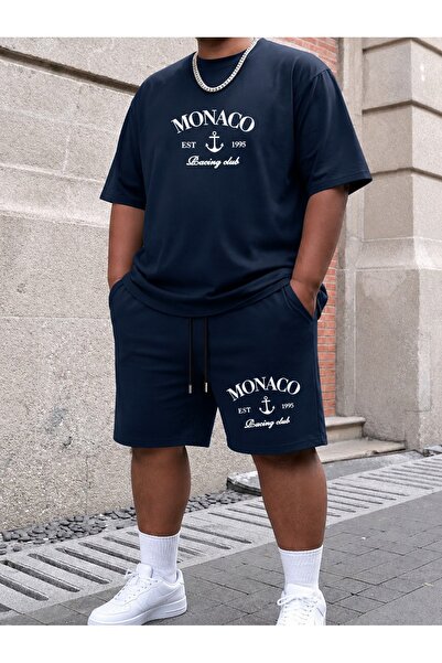 ZAVIXO Men's Large Size Oversize Shorts Set 100% Cotton 2-Piece Set Minimal P...