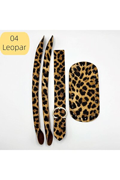 Oxford İplik Deri Çanta Seti 04 - Leopar