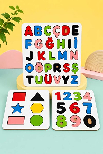 bigimeksley grup Ahşap Harf , Sayı , Şekil Puzzle Eğitici Seti ,Türkçe Alfabe...