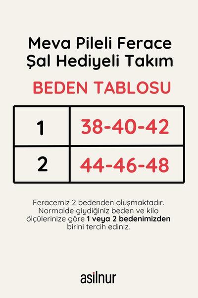 ASİLNUR Meva Pileli Ferace Şal Hediyeli Takım Kahverengi