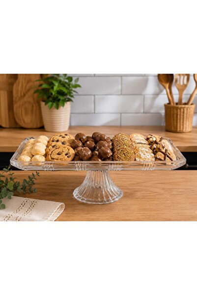 DECORS CENTER 1 Adet Ayaklı Sunumluk & Servis & Pasta Tabağı 30*14cm
