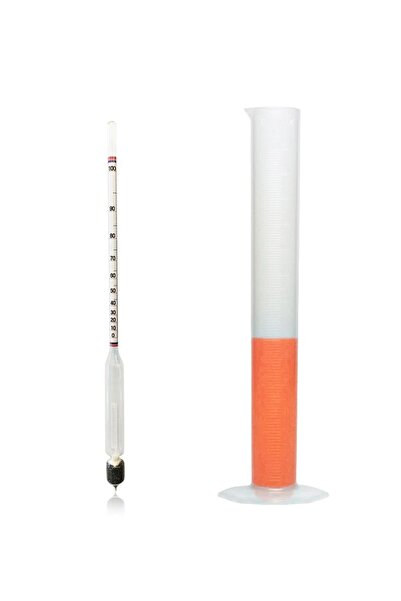 AEK-Tech 0-100 Uzun Form Alkolmetre Hidrometre ve 250ml Mezür Seti