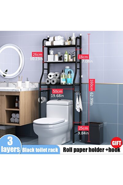 RollsTimi 3-Tier Over Toilet Storage Rack Bathroom Organizer White 25x160x47cm