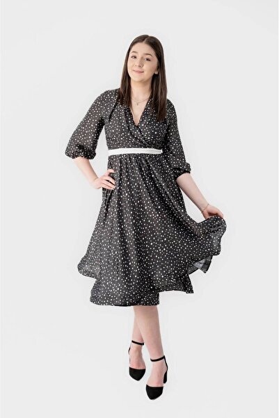 FashionApp Rochie de damă, neagră cu buline