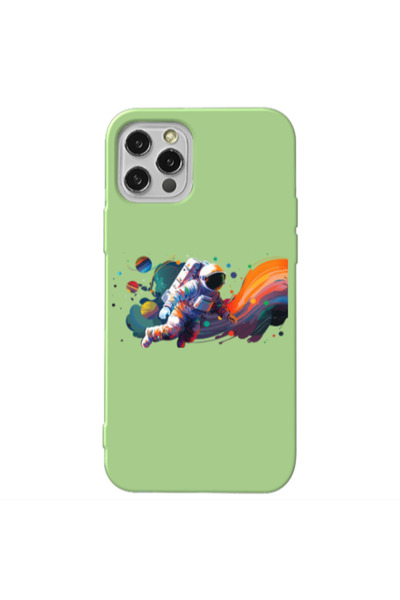 Other Apple iPhone 12 Pro Max Rainbow Space Light Green Colored Silicone TPU ...
