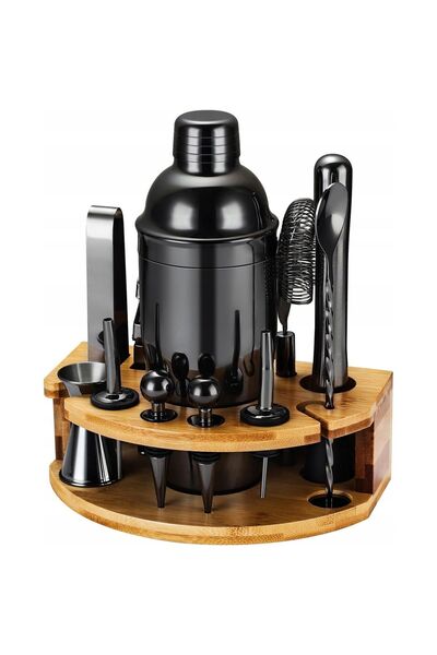 Luka Set barman pentru bauturi, Luka, Inox / Bambus, 12 piese, 750 ml, Maro /...