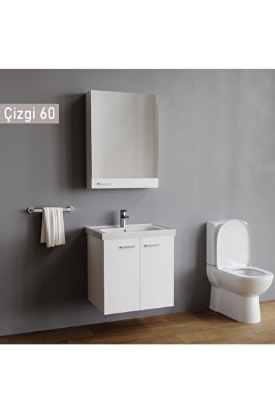 Wons Bathroom Çizgi 60 cm Beyaz Banyo Dolabı