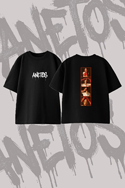 Anetos Ariana Grande_3 Design Printed Oversize Crew Neck T-Shirt Black