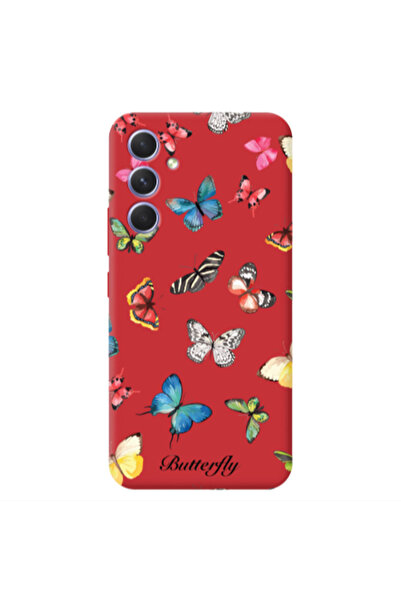 Other Samsung A35 Mixed Butterflys Red Colored Silicone TPU Θήκη
