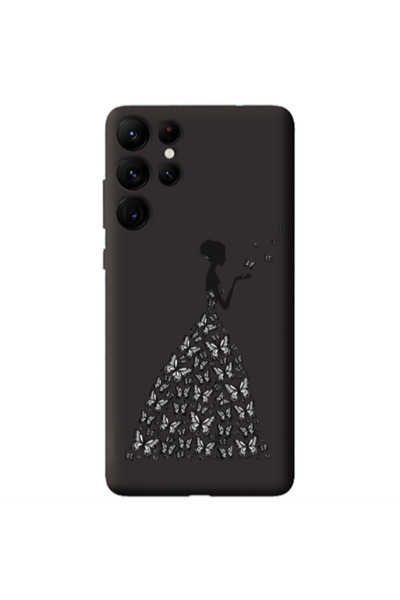 Other Samsung S22 Ultra Butterfly Girl Black Colored Silicone TPU Θήκη