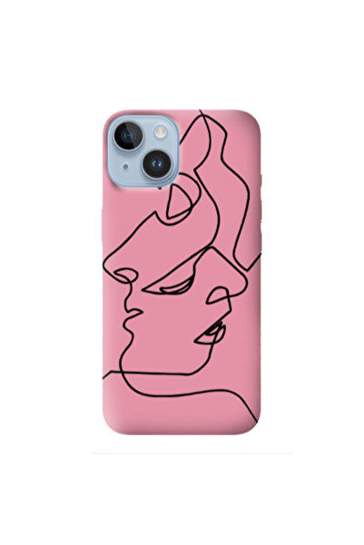 Other Apple iPhone 14 intertwined Pink Colored Silicone TPU Θήκη