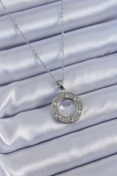 ARMÜZ 316L Steel Silver Color Zircon Stone Model Women's Necklace