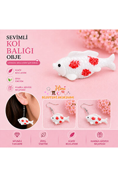 himi bijuteri aksesuar Cute White Koi Fish Animal Figured Dangle Earrings Lig...