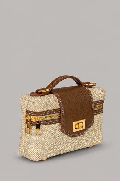 Housebags Textured Gold Detailed Hand and Shoulder Bag 294