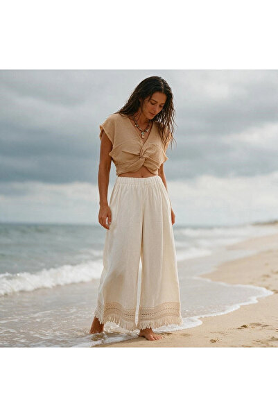 Su Koleksiyon Iris Bohemian Style Pants with Wide Legs