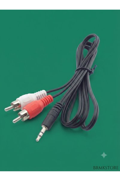 BRMK STORE Yüksek Kaliteli Ses Aktarımı 2 RCA - 1 AUX Kablo - 1.5 Metre