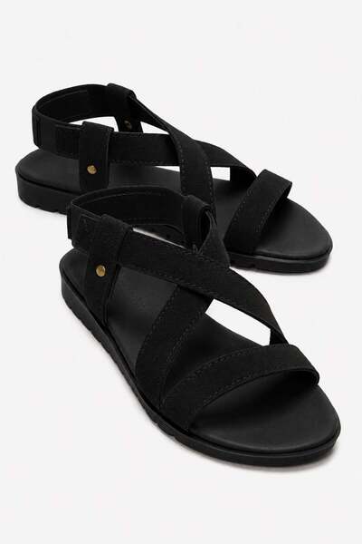 CCWAY AYAKKABI Elastic Cross Women's Sandals Black