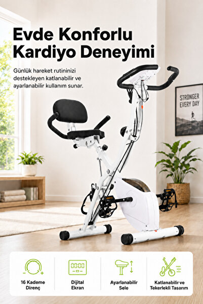 kochler X Bike Tekerlekli 3’ü 1 Arada 16 Kademeli Katlanabilir Kondisyon Bisi...