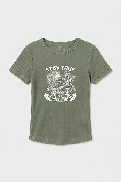 TOMMY LIFE Çağla Standard Fit Printed Short Sleeve Women's T-Shirt - 97201