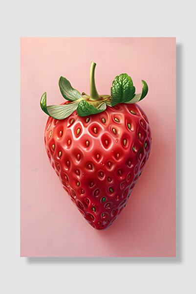 Luna Marissa Voćni poster, puder roza pozadina, detaljna ilustracija jagode, ...