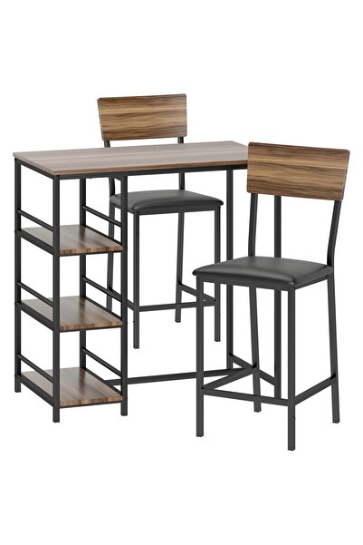 OEM Set masă de bar cu 3 rafturi și 2 scaune Re-Bloom, oțel/MDF/piele PU/spum...