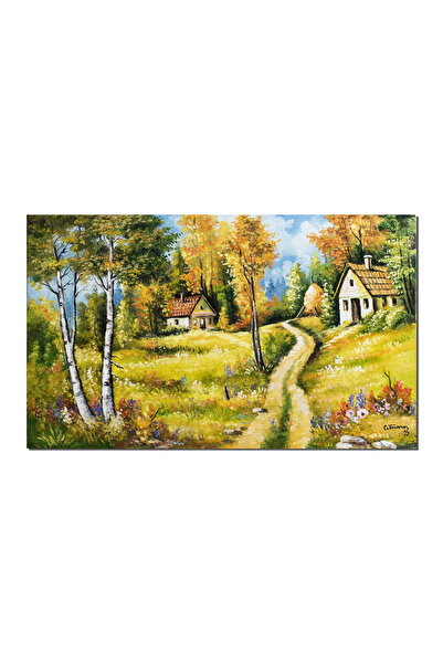 artnova Ръчно рисувана картина на пейзаж от късна есен, Оазис на спокойствиет...