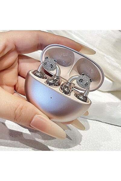 Pick & Go Huawei FreeClip Uyumlu Lavanta Kristal Charm Küpe Aksesuarı Silver