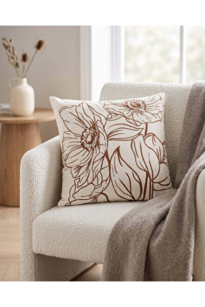 REDTAG Brown Floral Jacquard Cushion