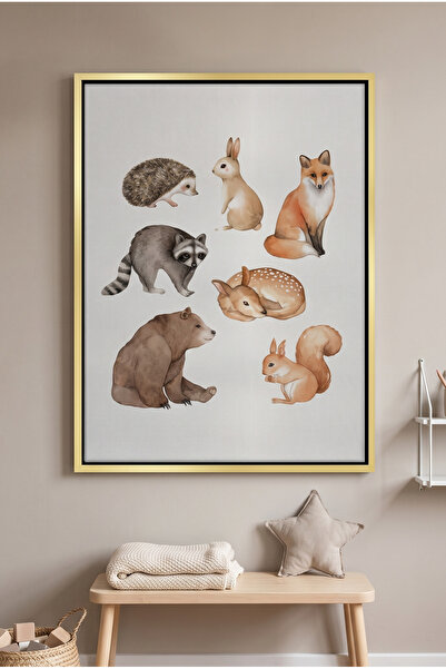 Jasmine Art Woodland Animals Kids Wall Art | Portrait Framed Canvas Print | L...