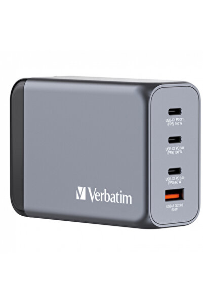 Verbatim Încărcător GaN 32205 240W, 3x USB-C, 1x USB-A, Gri