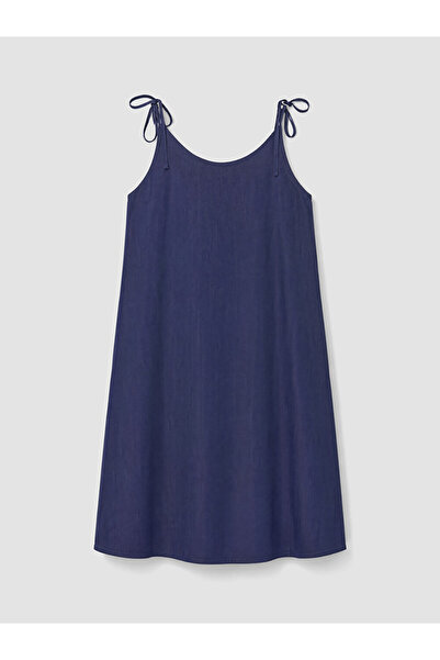 LC Waikiki Lcwaikiki Petite Blue Rope Strap A-Line Jean Dress