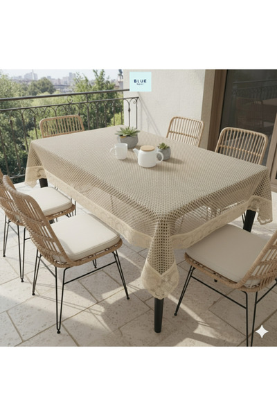 Empressco Dantel Görünümlü Kaymaz Sıvı Geçirmez PVC Masa Örtüsü 120x150 cm
