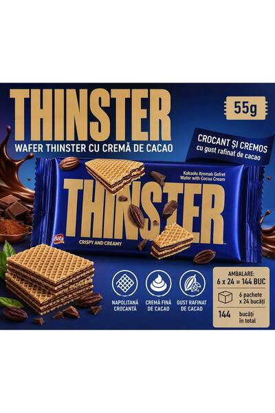 OEM THINSTER ΓΚΟΦΡΕΤΑ ΜΕ ΚΡΕΜΑ ΚΑΚΑΟΥ 55γρ (6x24=144 τεμάχια)
