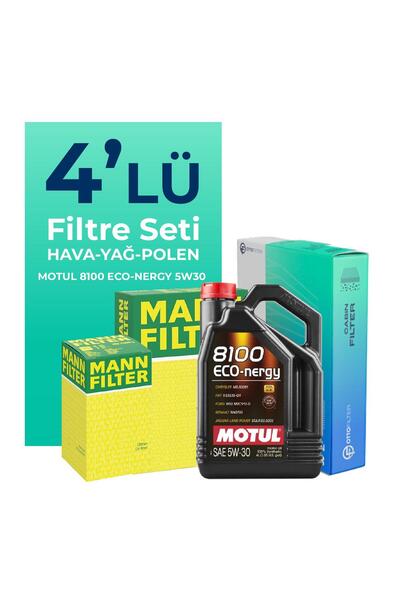 Mann-Filter Ford Fiesta 1.4 Benzin Filtre Bakım Seti Motul Motor Yağlı (2008-2017) 4 Lü