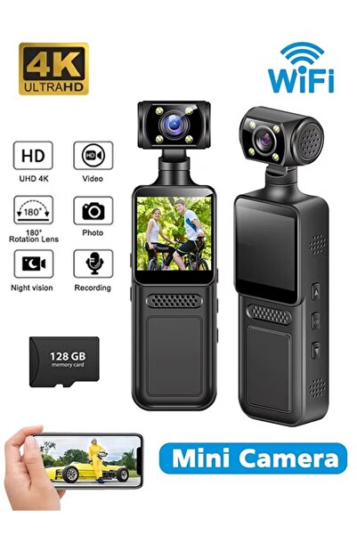 ZONBON 4K Ultra HD Action Camera, 180° Rotating WiFi Camera, Free 128GB Memor...