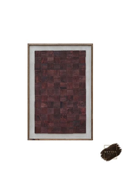 Store Kızıl Dokular Ahşap Dokulu Dekoratif Tablo 82x122 cm | Duvar Tablosu