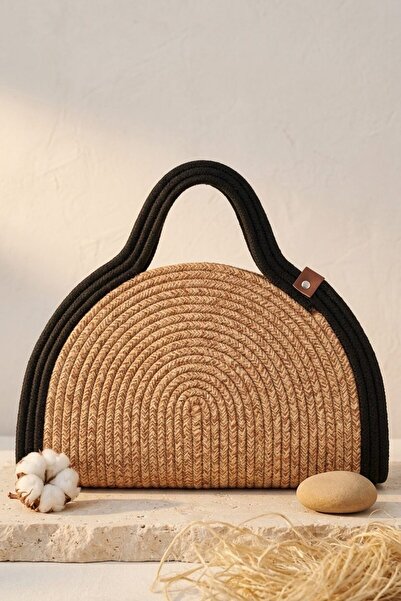I Love Shoes Floriva Black-Jute Rope Women's Bag